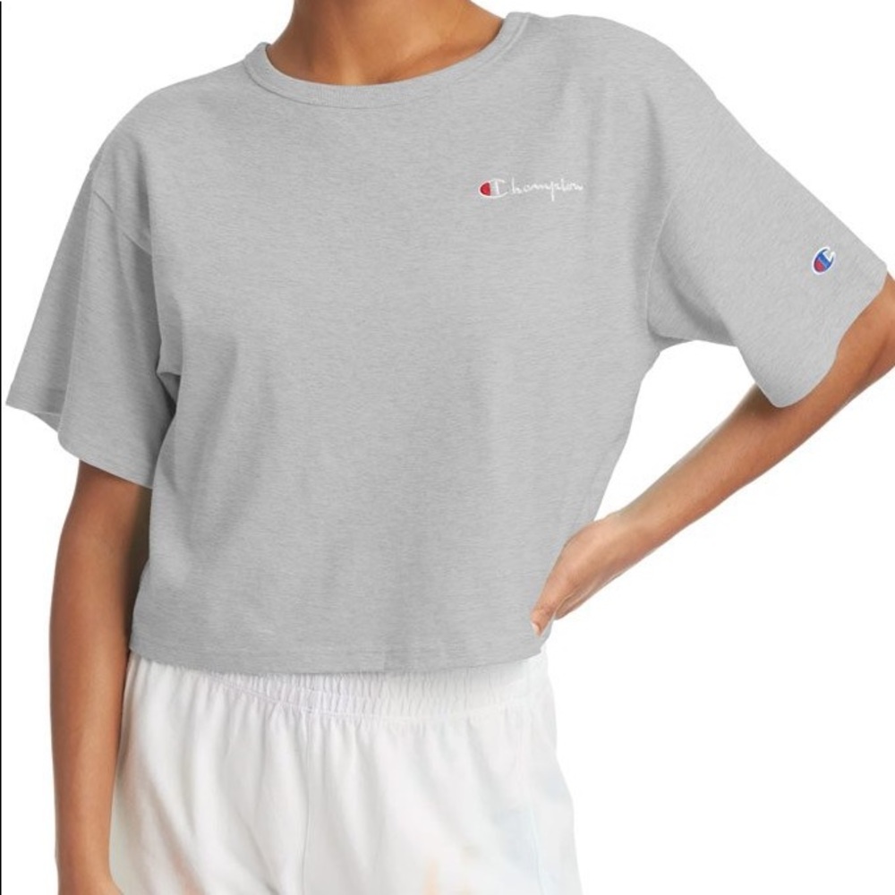 CHAMPION HERITAGE CROPPED WOMEN'S TEE, EMBROIDERED LOGO